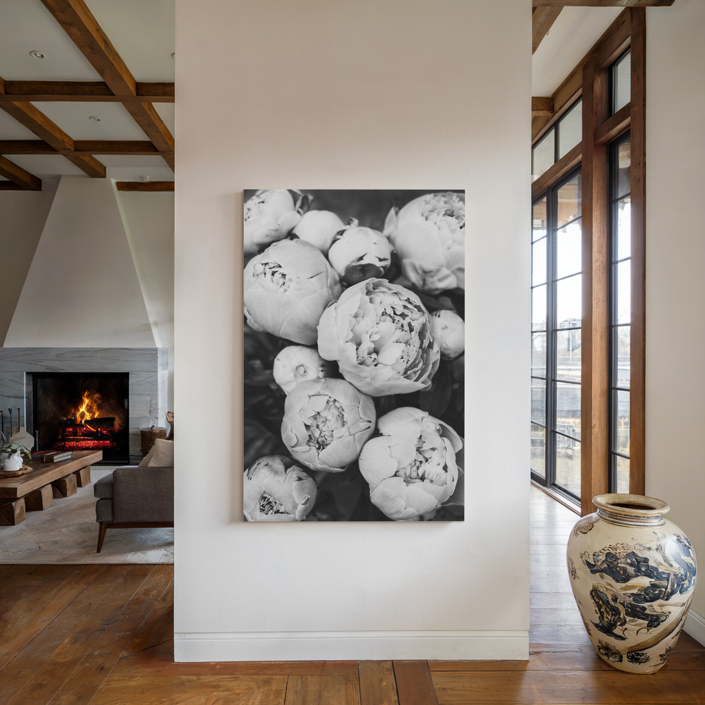 Canvas print - Peonies by the fireplace