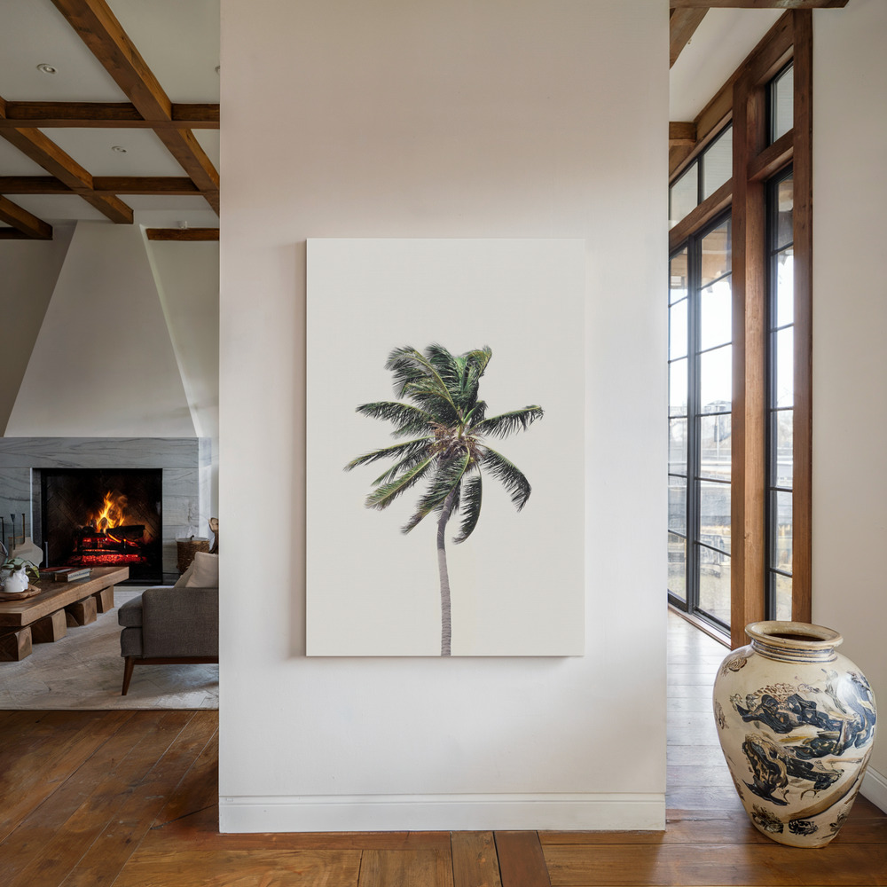 Toile - Windy Palm Tree au coin du feu