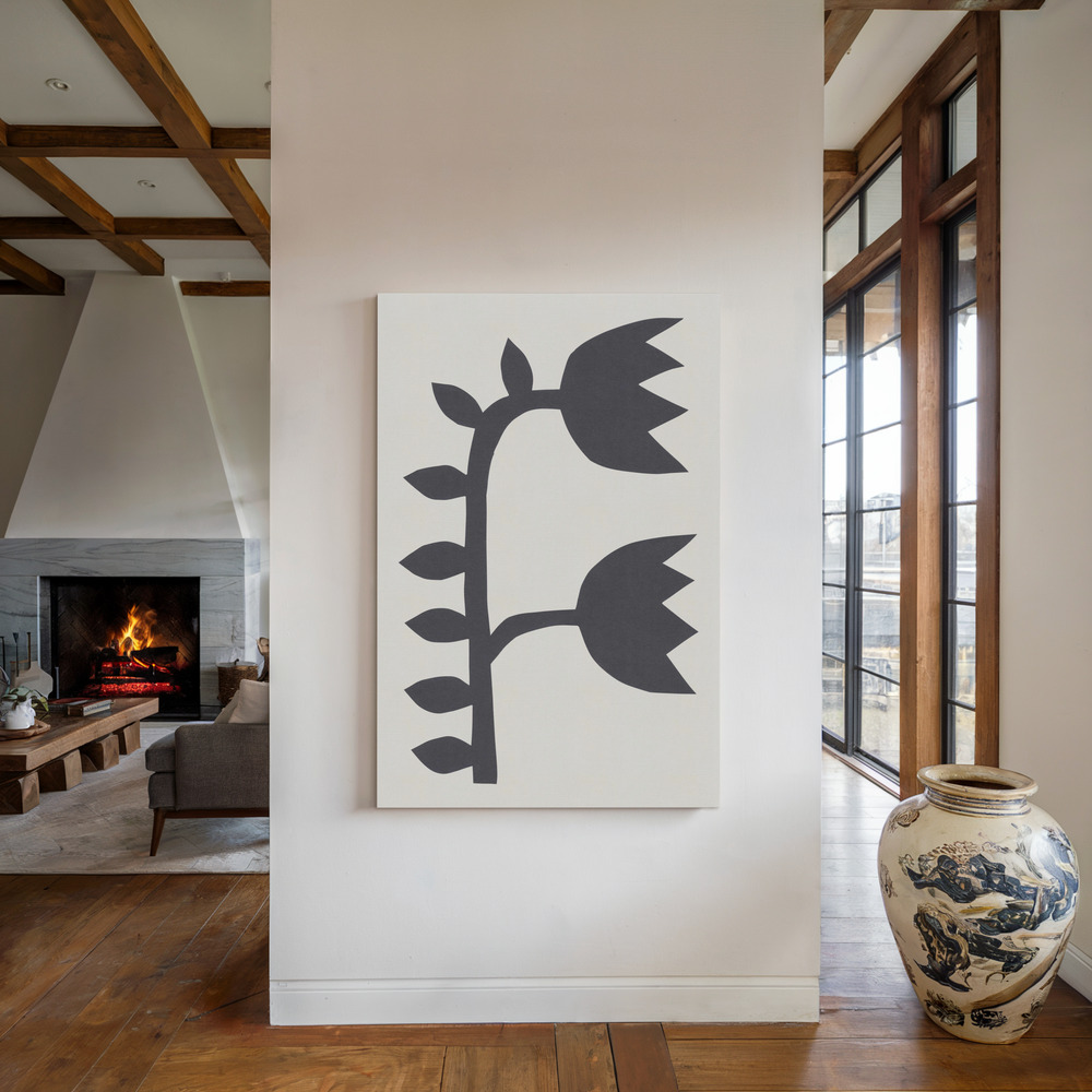 Lienzo - Black Tulips #1 junto a la chimenea
