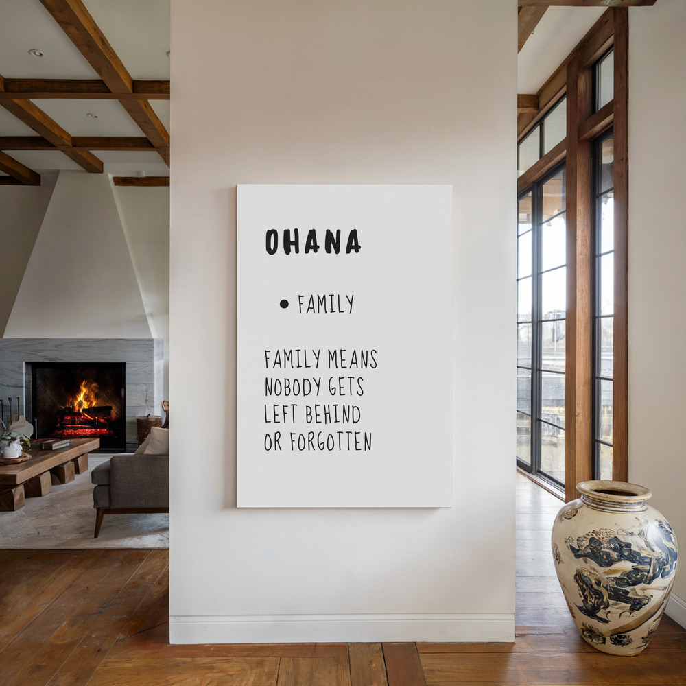 Lienzo - OHANA Means Family junto a la chimenea