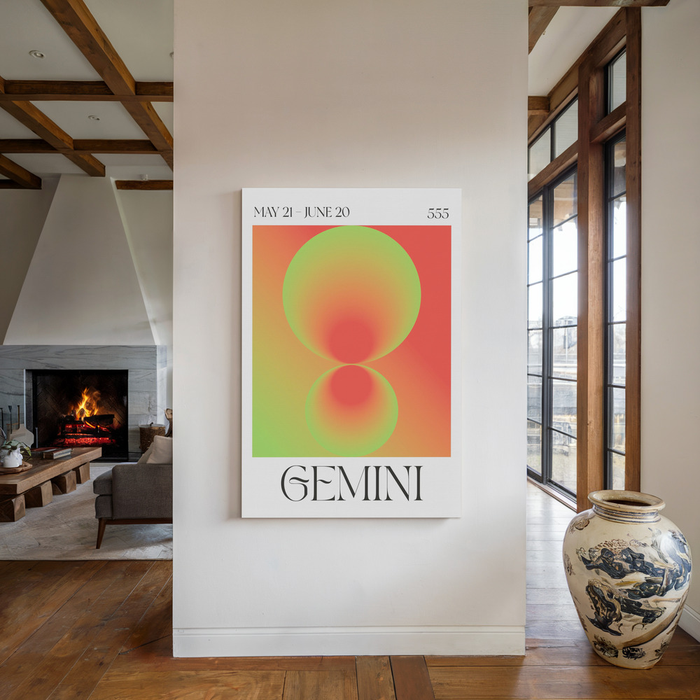 Leinwandbild - Gemini am Kamin