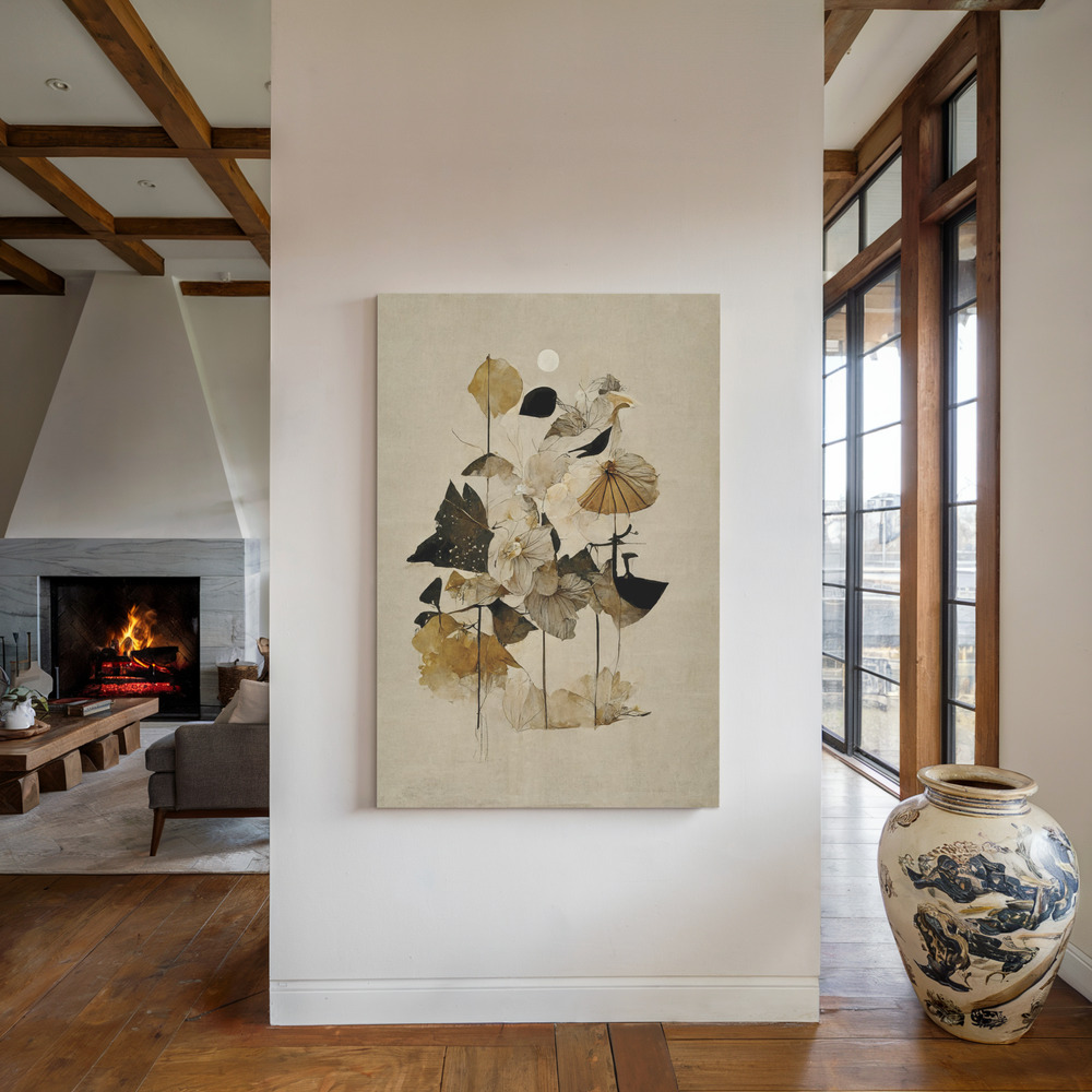 Canvas schilderi - Flowers And Sun bij de open haard