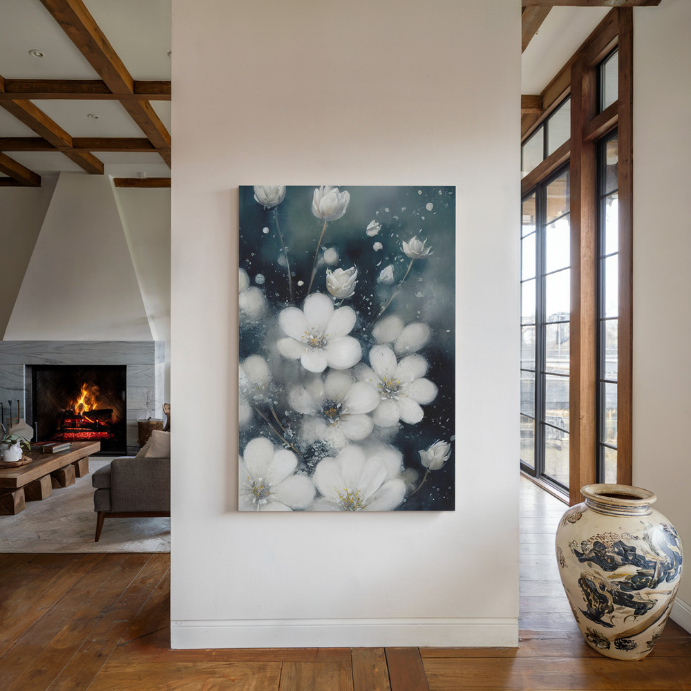 Canvas taulu - Frozen Flowers takan ääressä