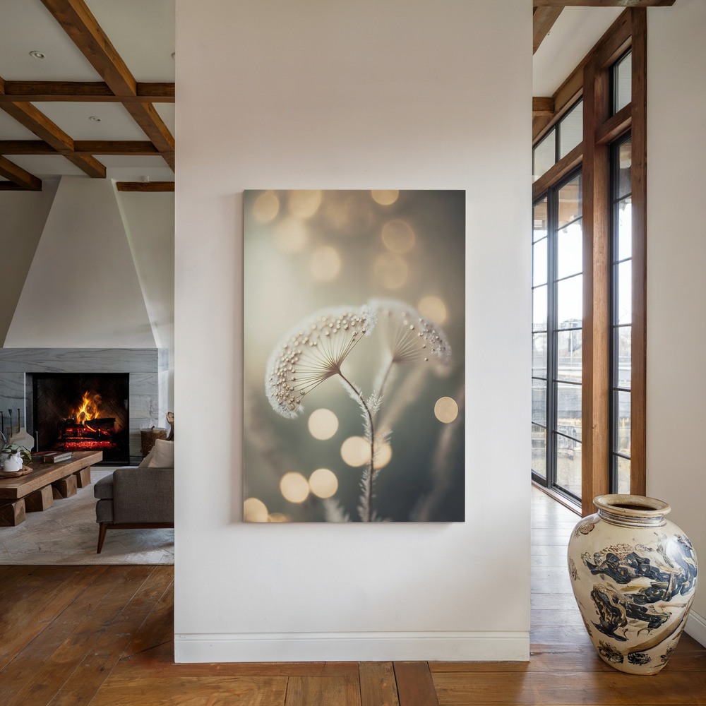Canvas print - Golden Pearls by the fireplace