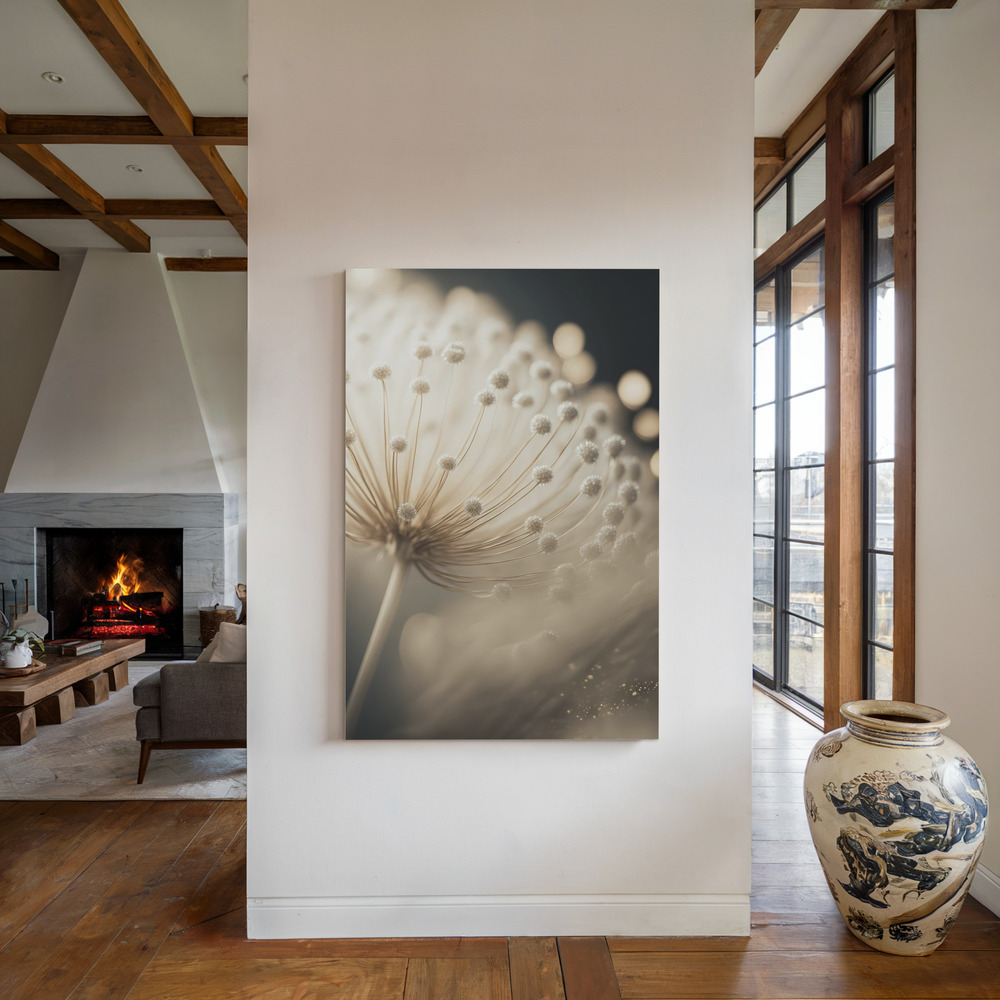 Canvas print - Little Pompoms by the fireplace