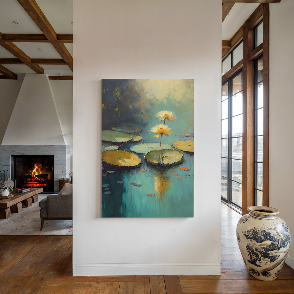 Canvas print - Water Lilies by the fireplace