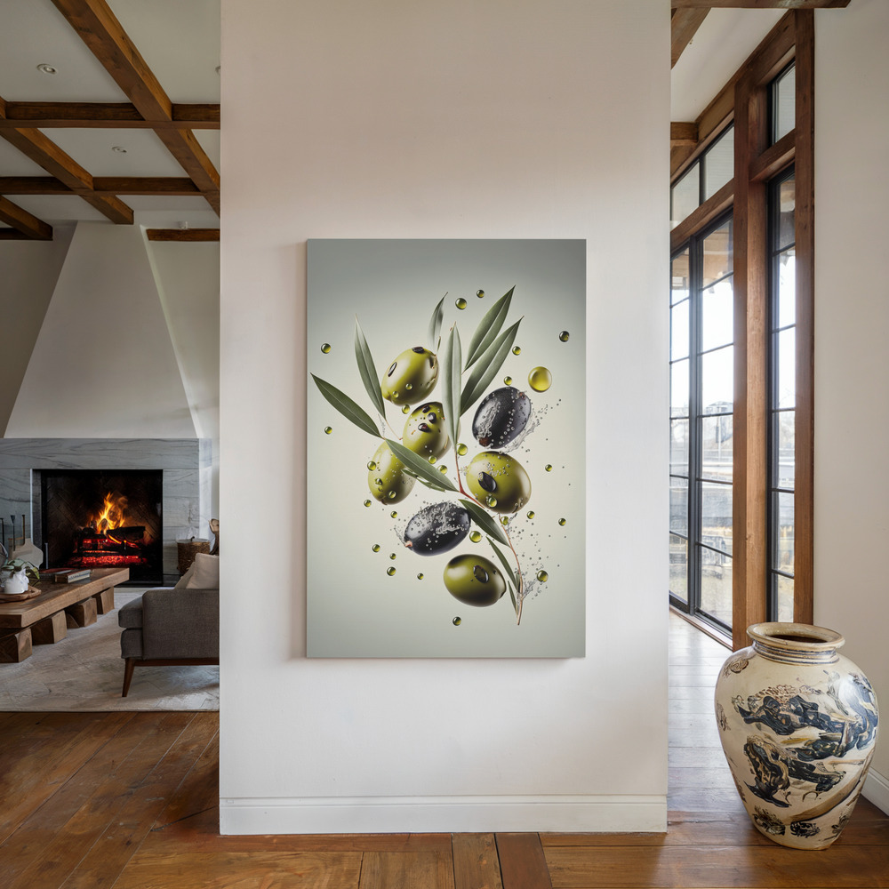 Canvas print - Fresh Olives by the fireplace