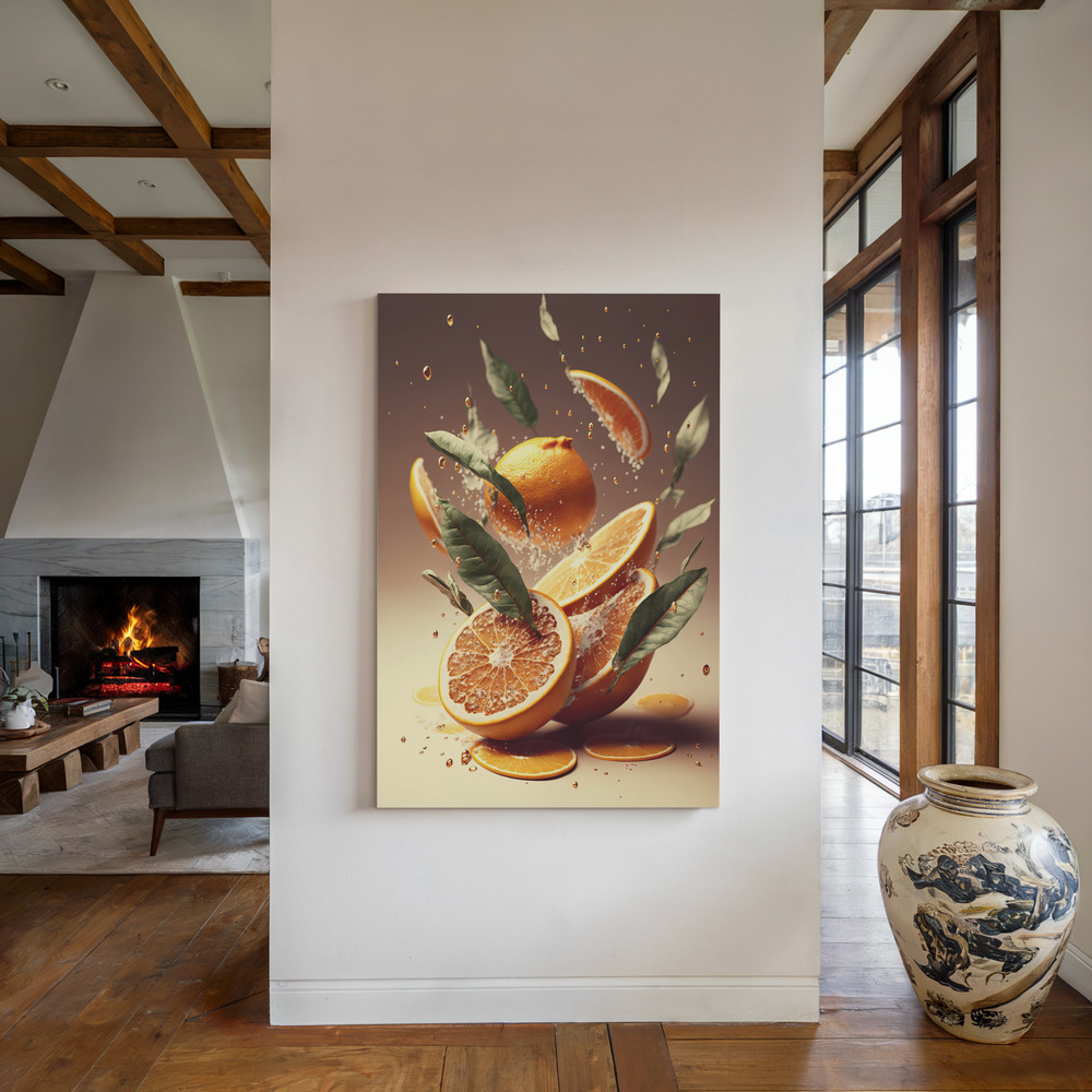 Canvas schilderi - Fresh Oranges bij de open haard