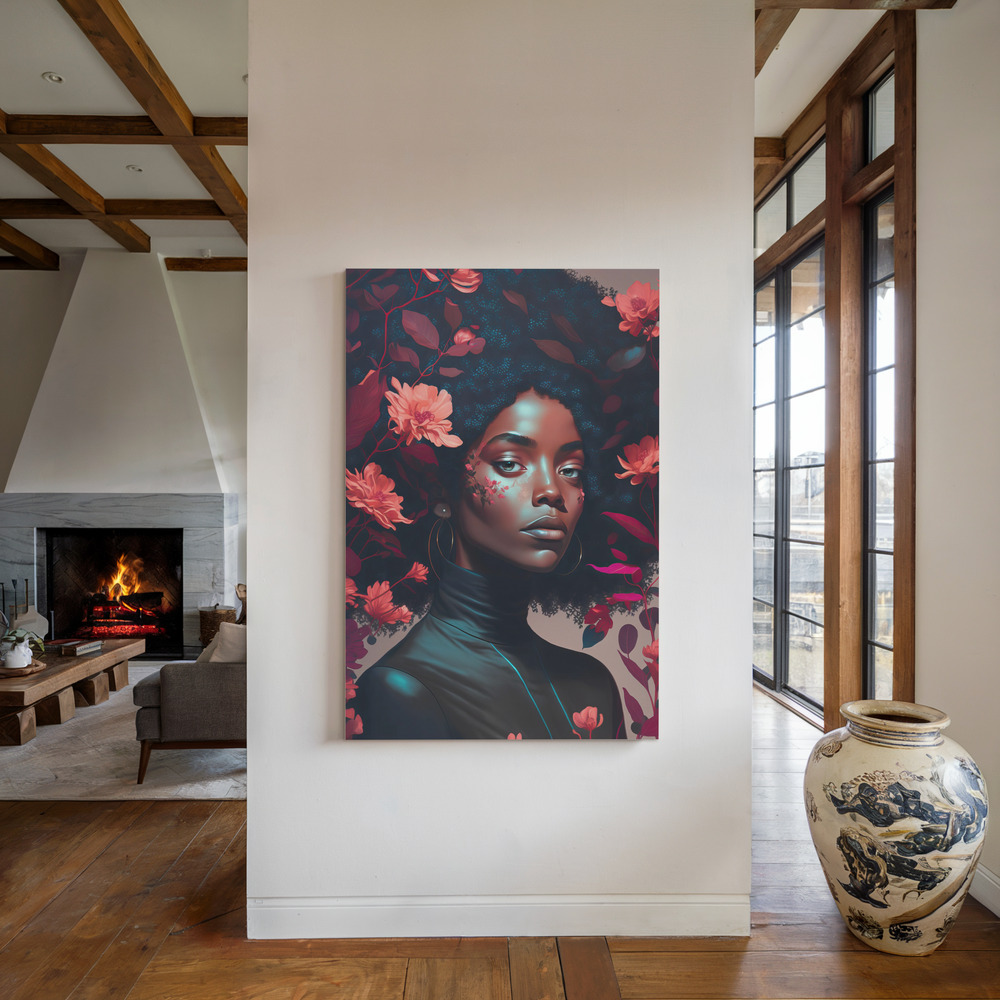 Lienzo - Goddess Of The Flowers junto a la chimenea