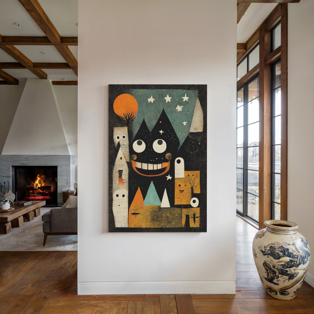 Canvas print - Monster Ville by the fireplace
