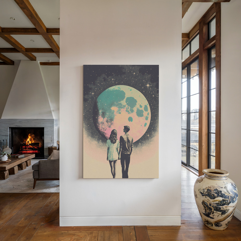 Canvas print - To The Moon And Back by the fireplace