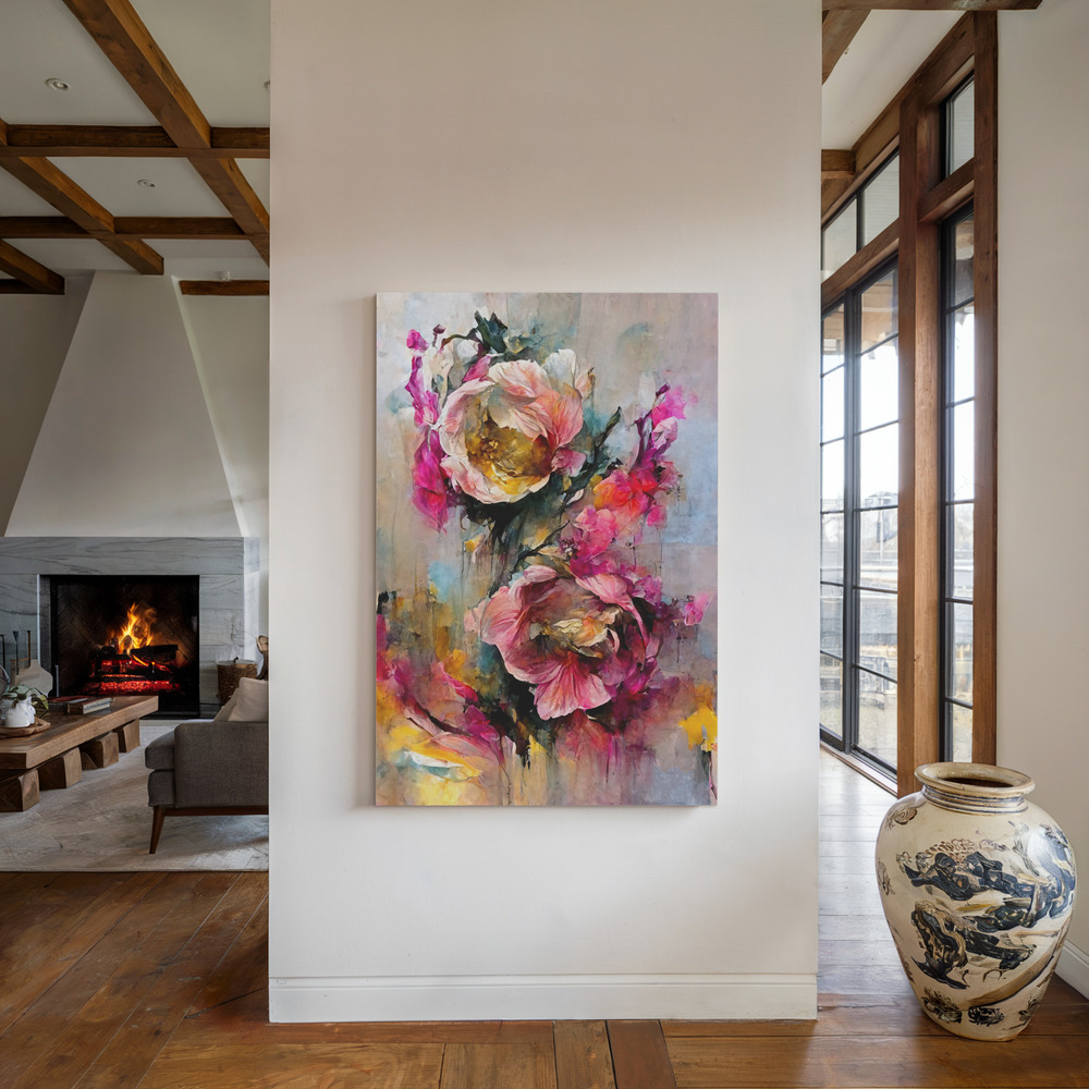 Canvas print - Wild Roses by the fireplace