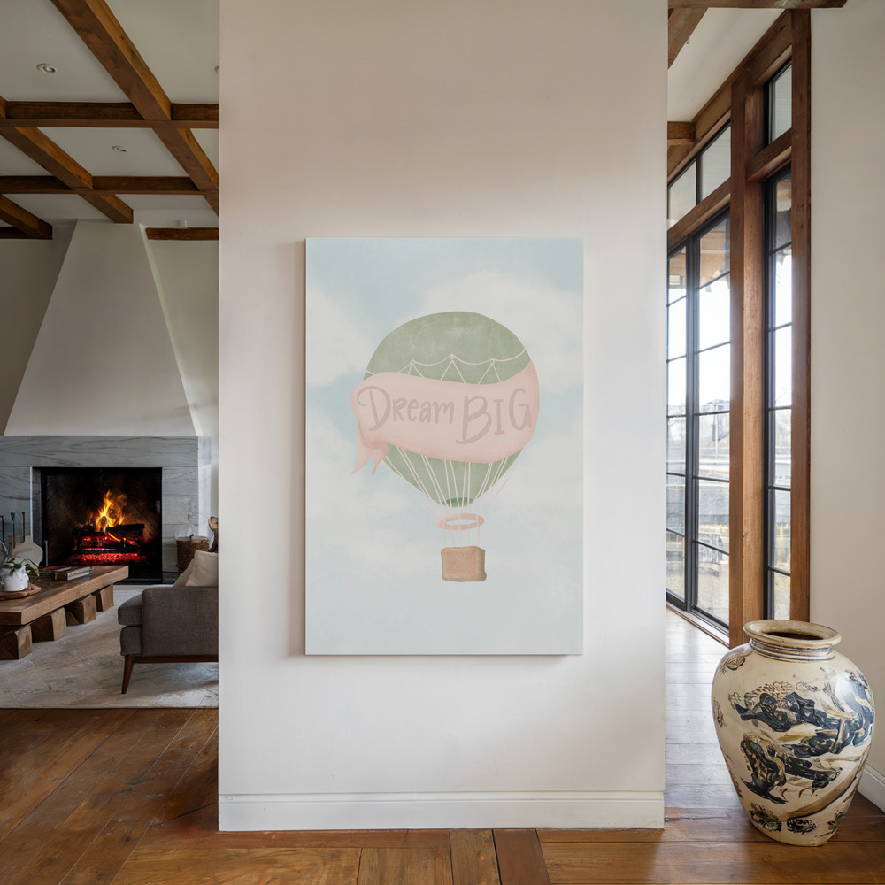 Stampe su tela - Dream Big Pink accanto al camino