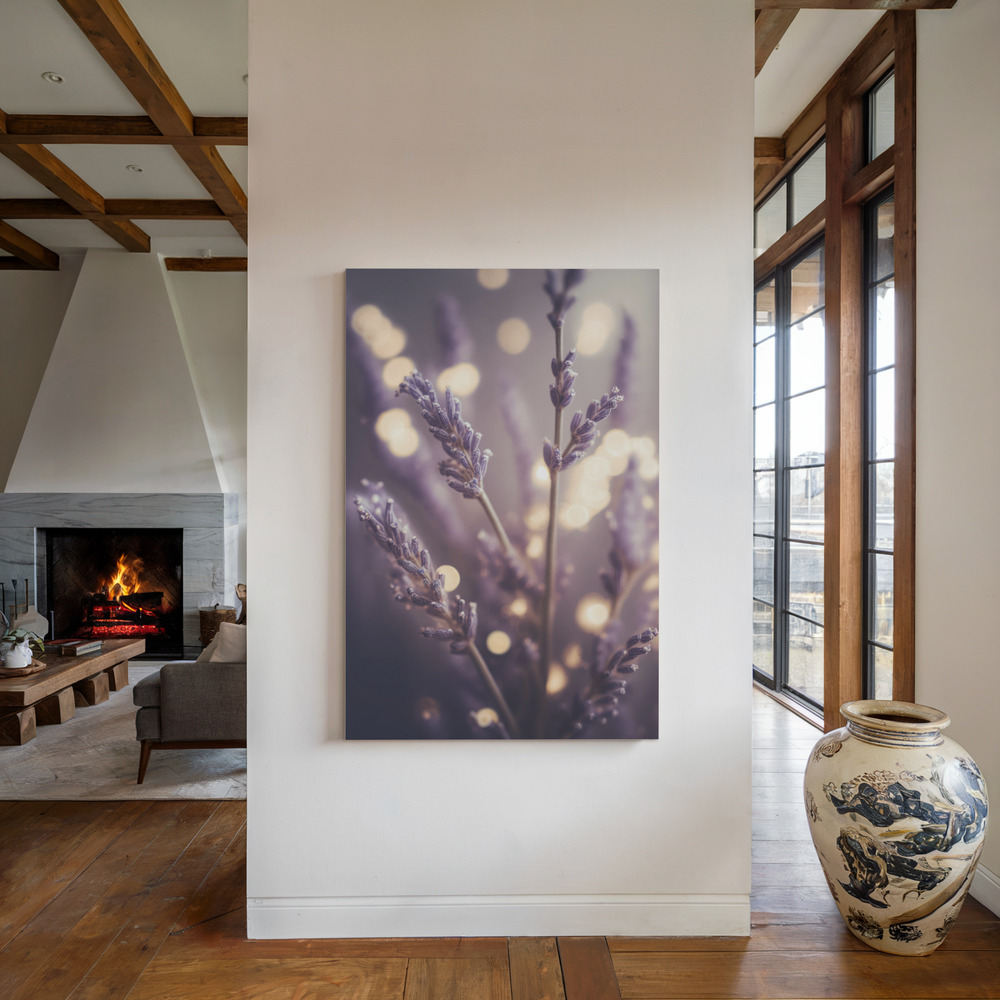 Lærred - Lavender Detail ved pejsen