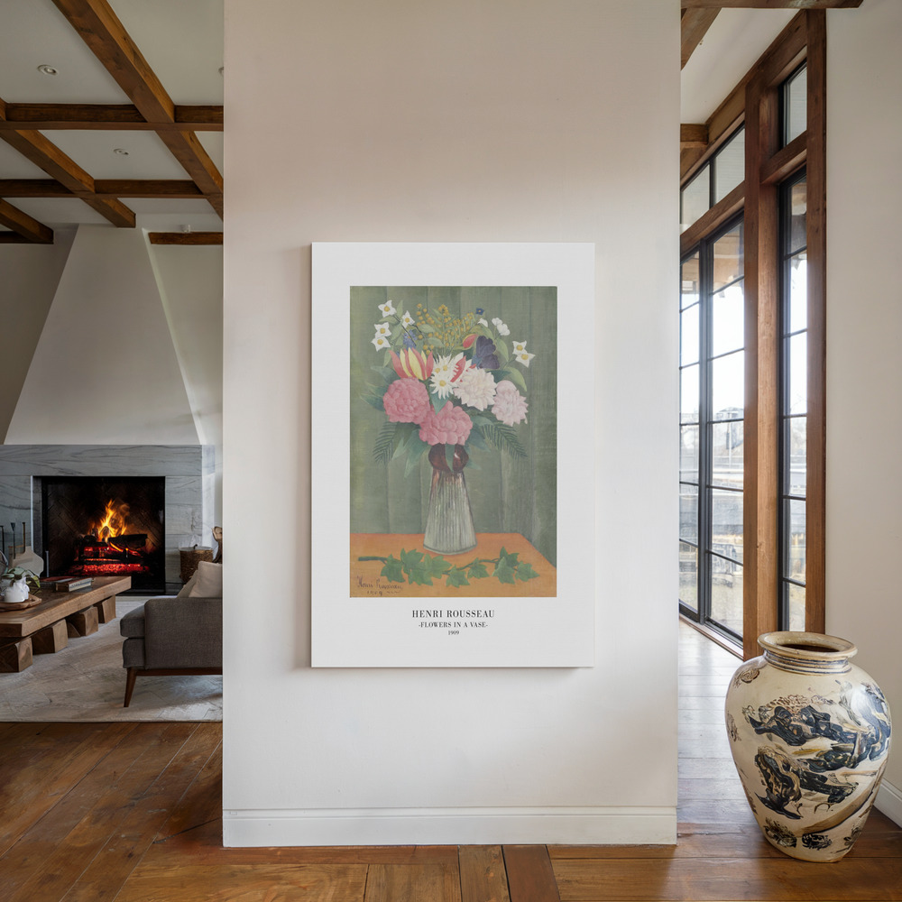 Lienzo - Flowers In a Vase junto a la chimenea
