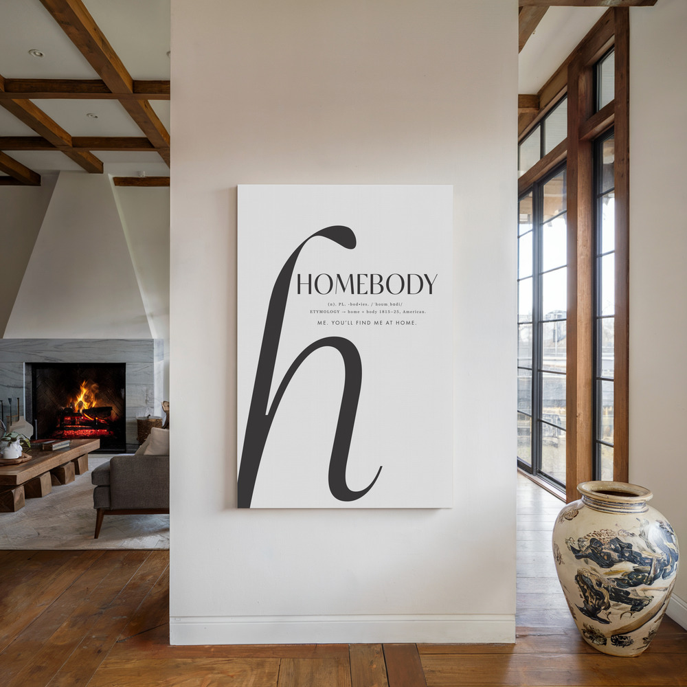 Leinwandbild - Homebody definition am Kamin