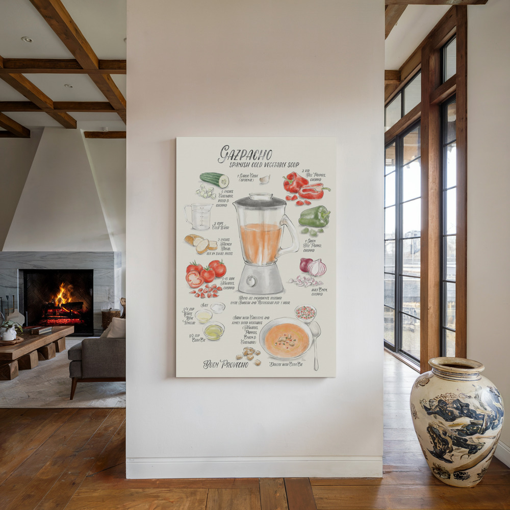 Toile - Gazpacho illustrated recipe in English au coin du feu