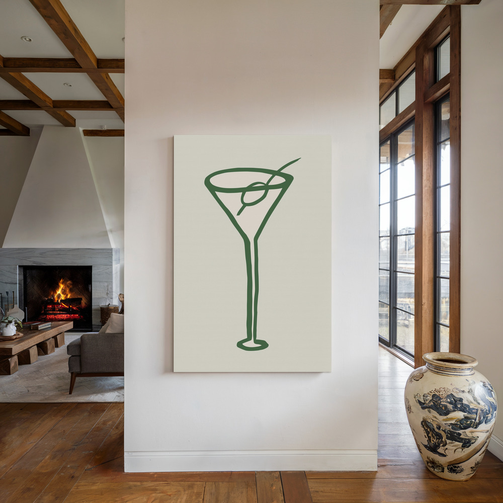 Stampe su tela - Cocktail Green accanto al camino