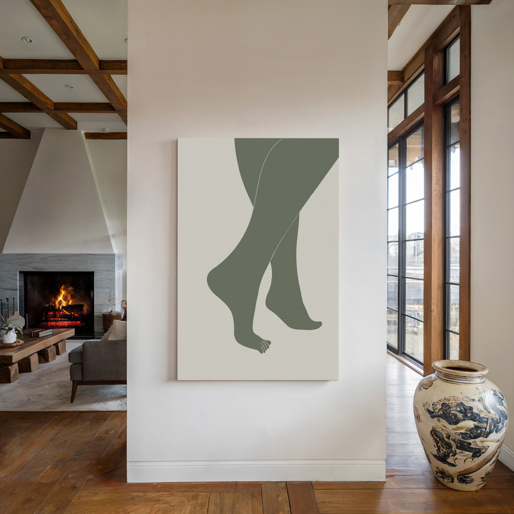 Canvas schilderi - Tip Toe Green bij de open haard