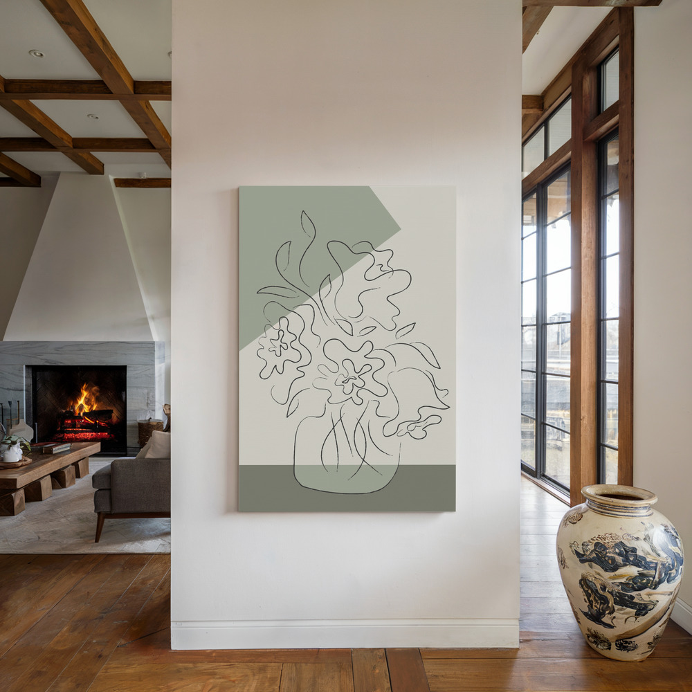 Canvas print - Flower Green by the fireplace
