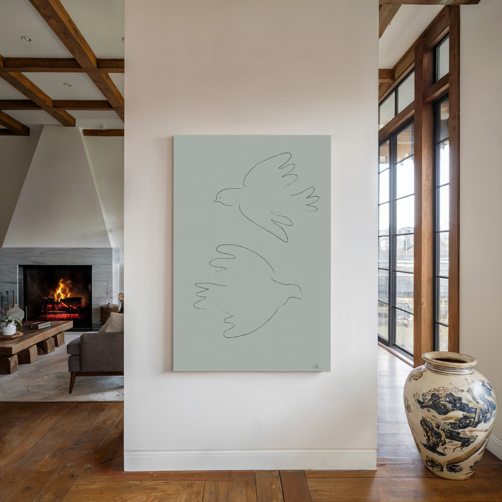 Lienzo - DOVES Green junto a la chimenea