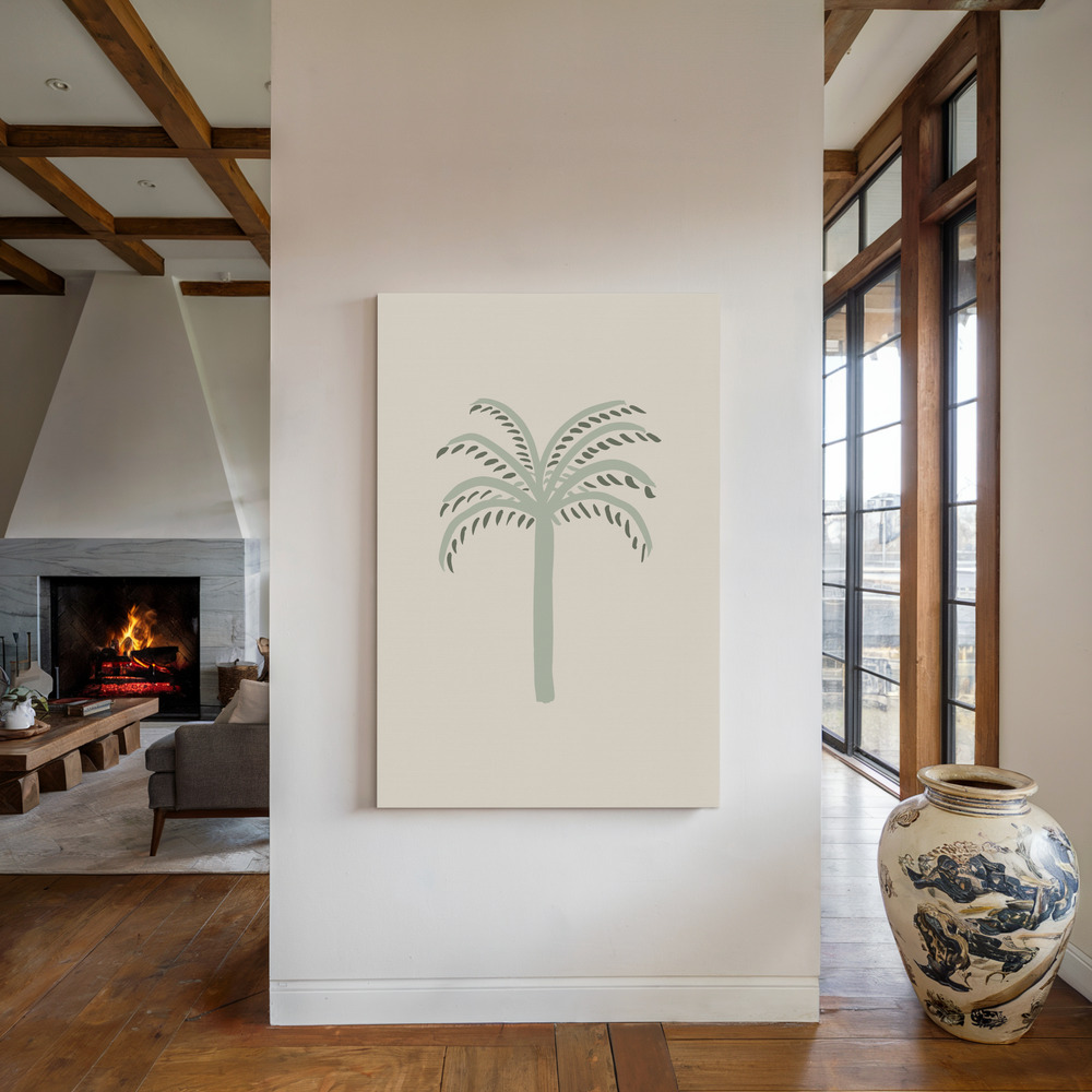 Obraz na płótnie - Palm Beige and Green przy kominku