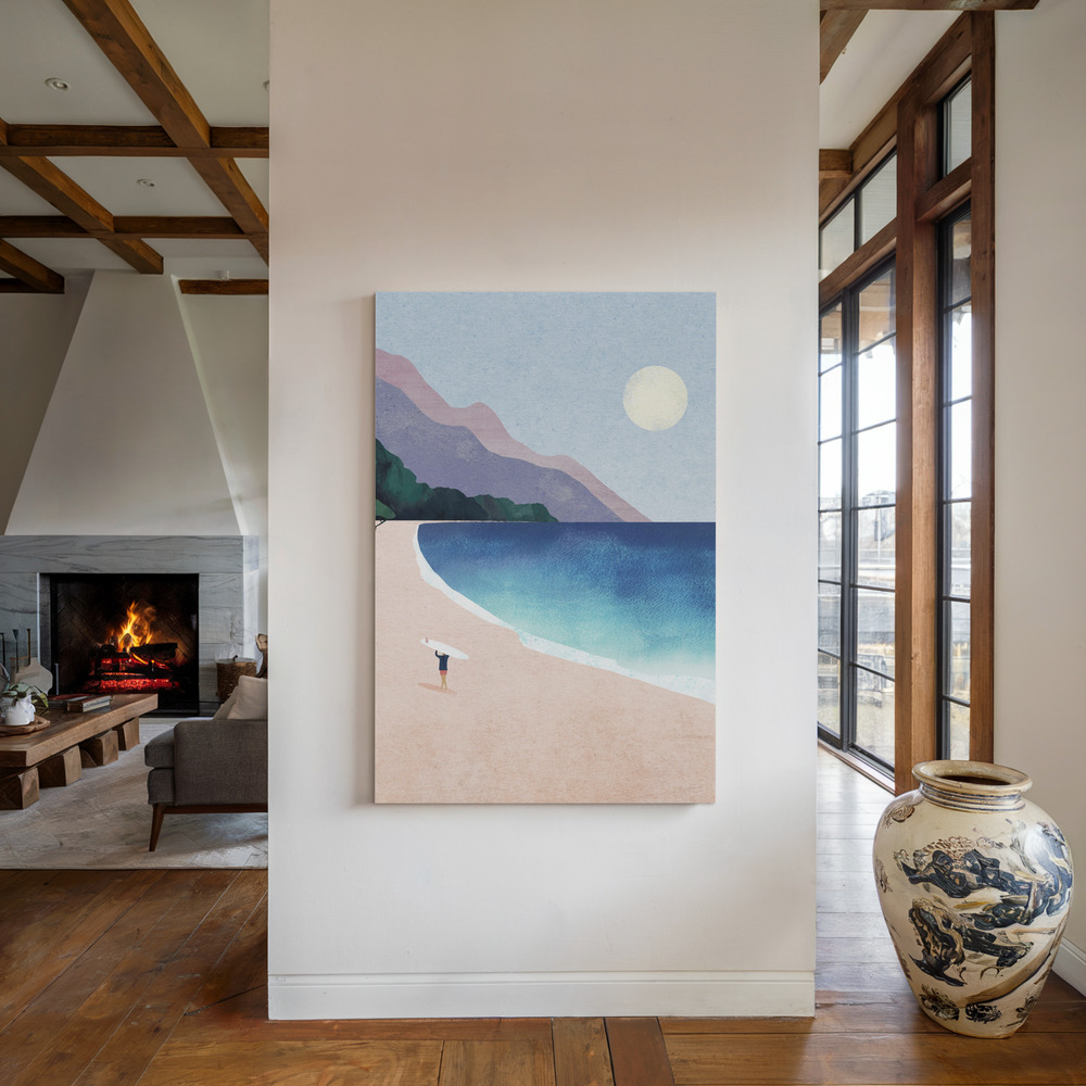 Canvas schilderi - Surf Beach bij de open haard