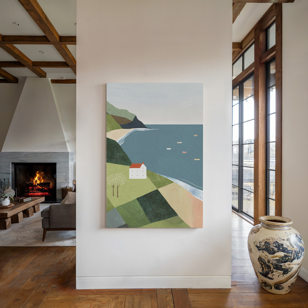 Lienzo - House on the Cliff junto a la chimenea