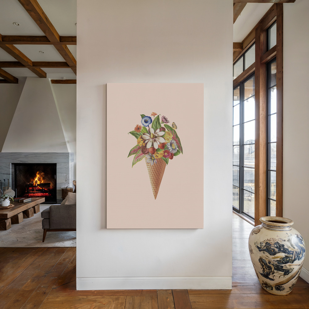 Toile - Botanical pink ice cream au coin du feu