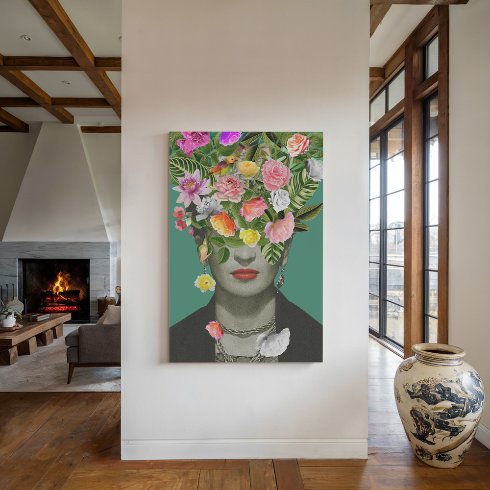 Canvas print - Floral Frida by the fireplace