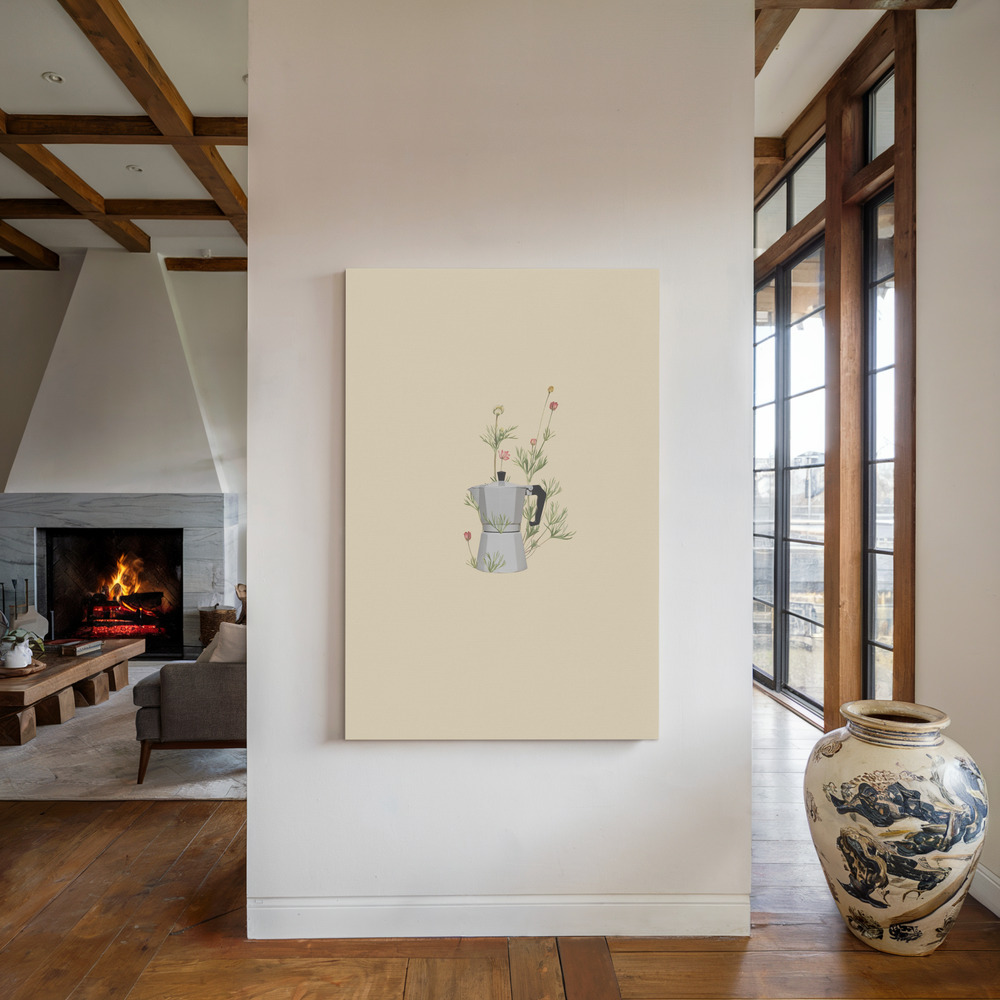 Toile - Floral moka express au coin du feu