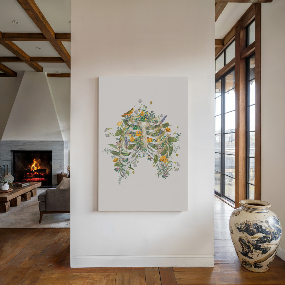 Toile - Floral thorax au coin du feu