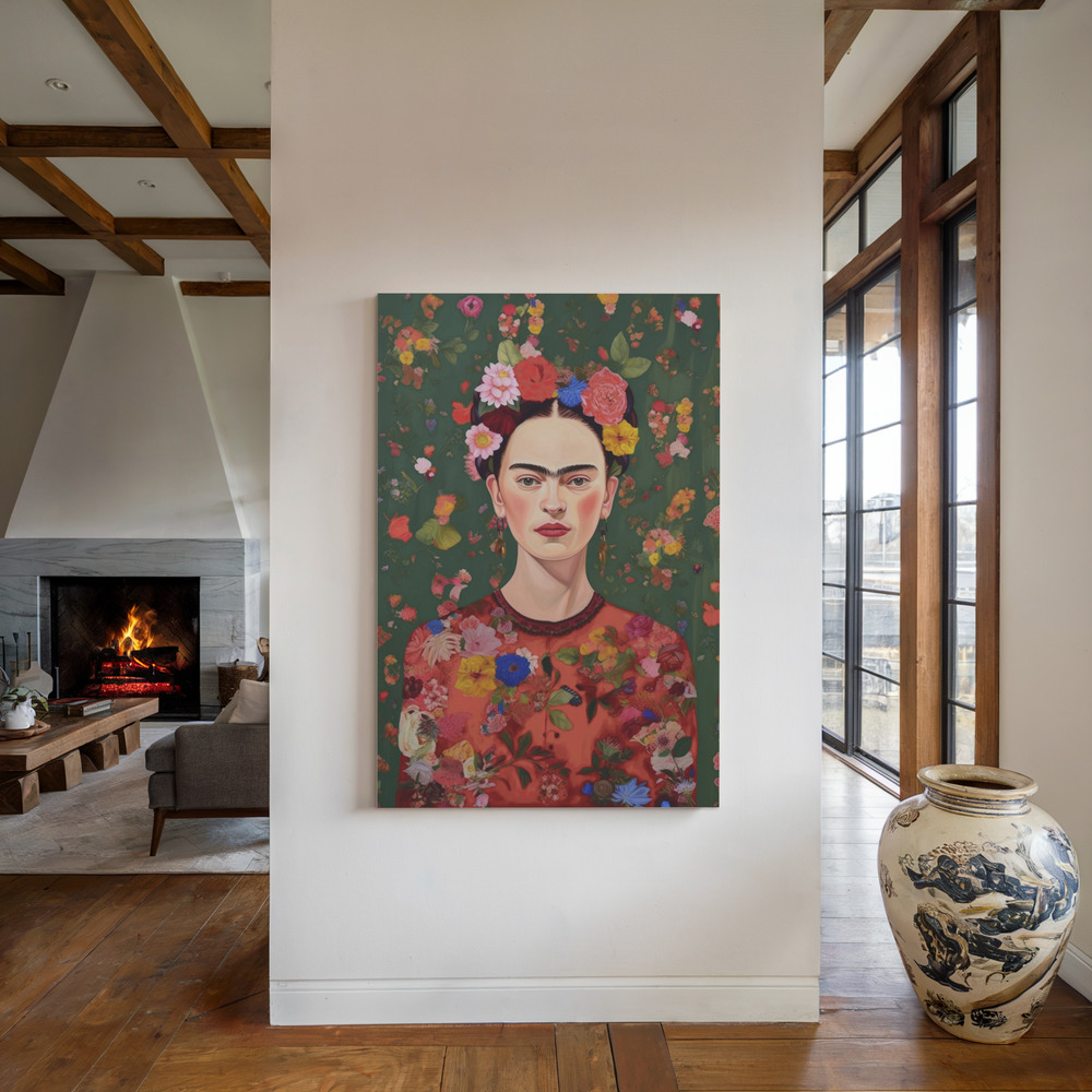 Canvas print - The Love Of Flowers by the fireplace