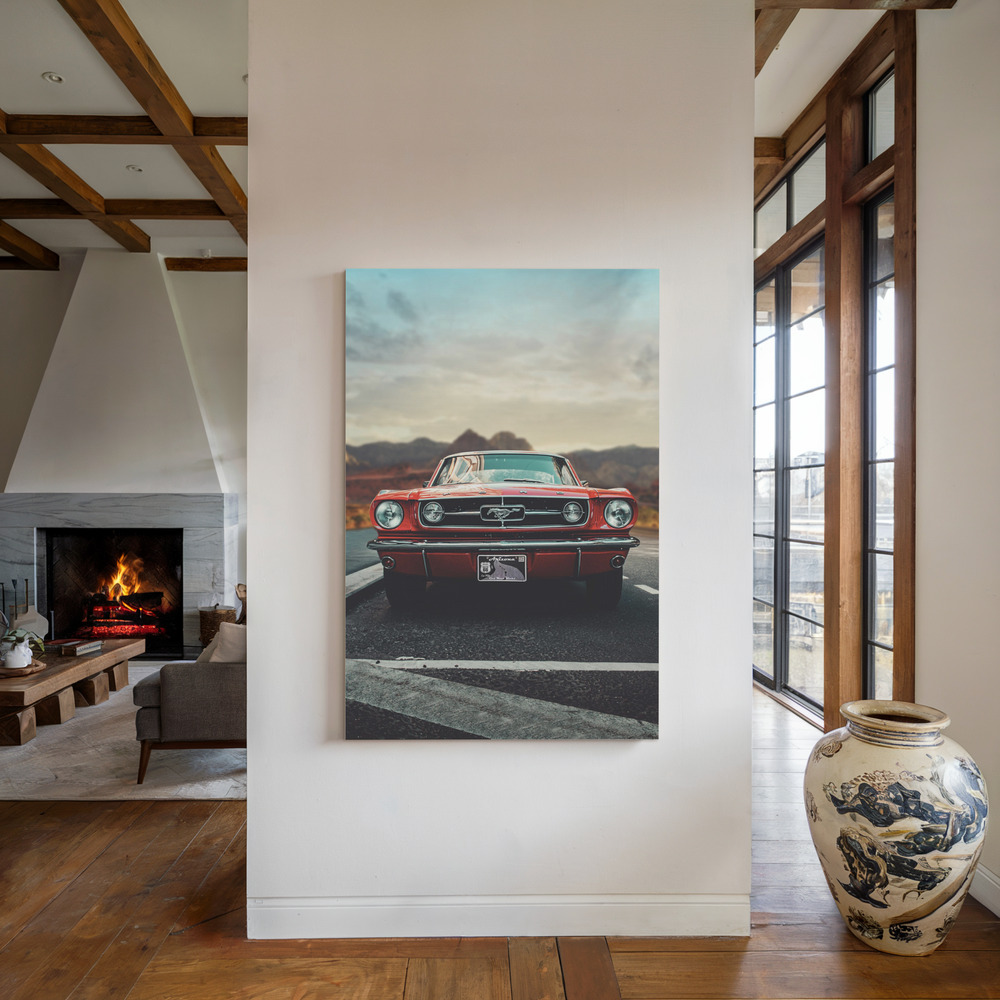 Canvas print - Vintage Car Love by the fireplace