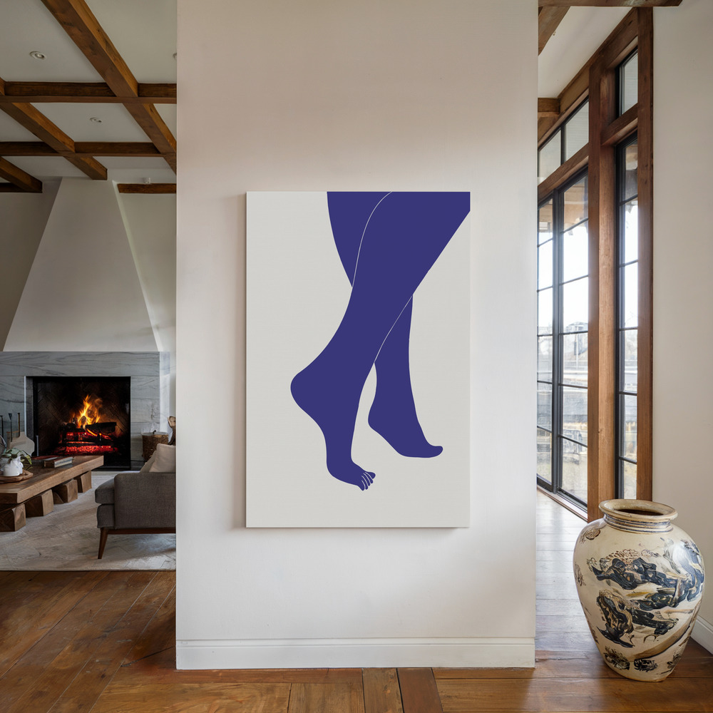 Lienzo - Tip Toe Blue junto a la chimenea