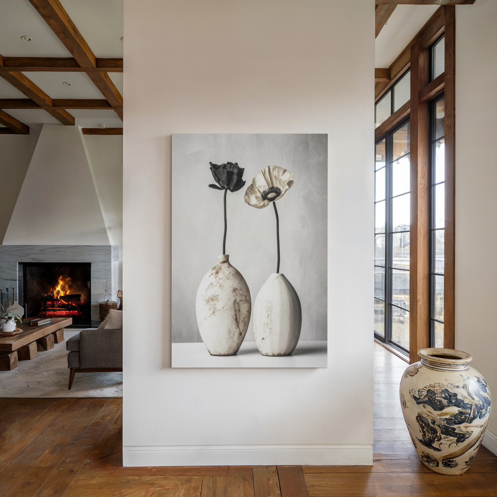 Canvas print - White Ceramic No 3 by the fireplace