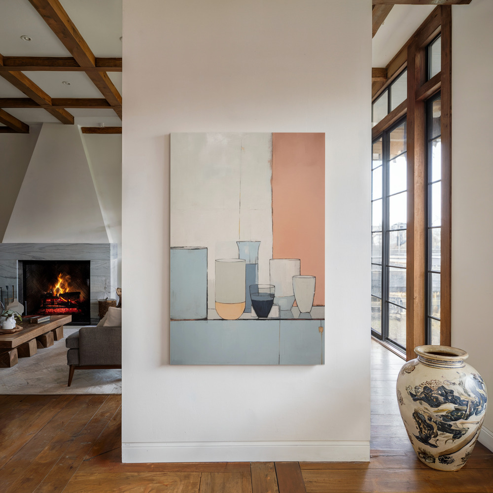 Canvas print - Pastel Still Life by the fireplace