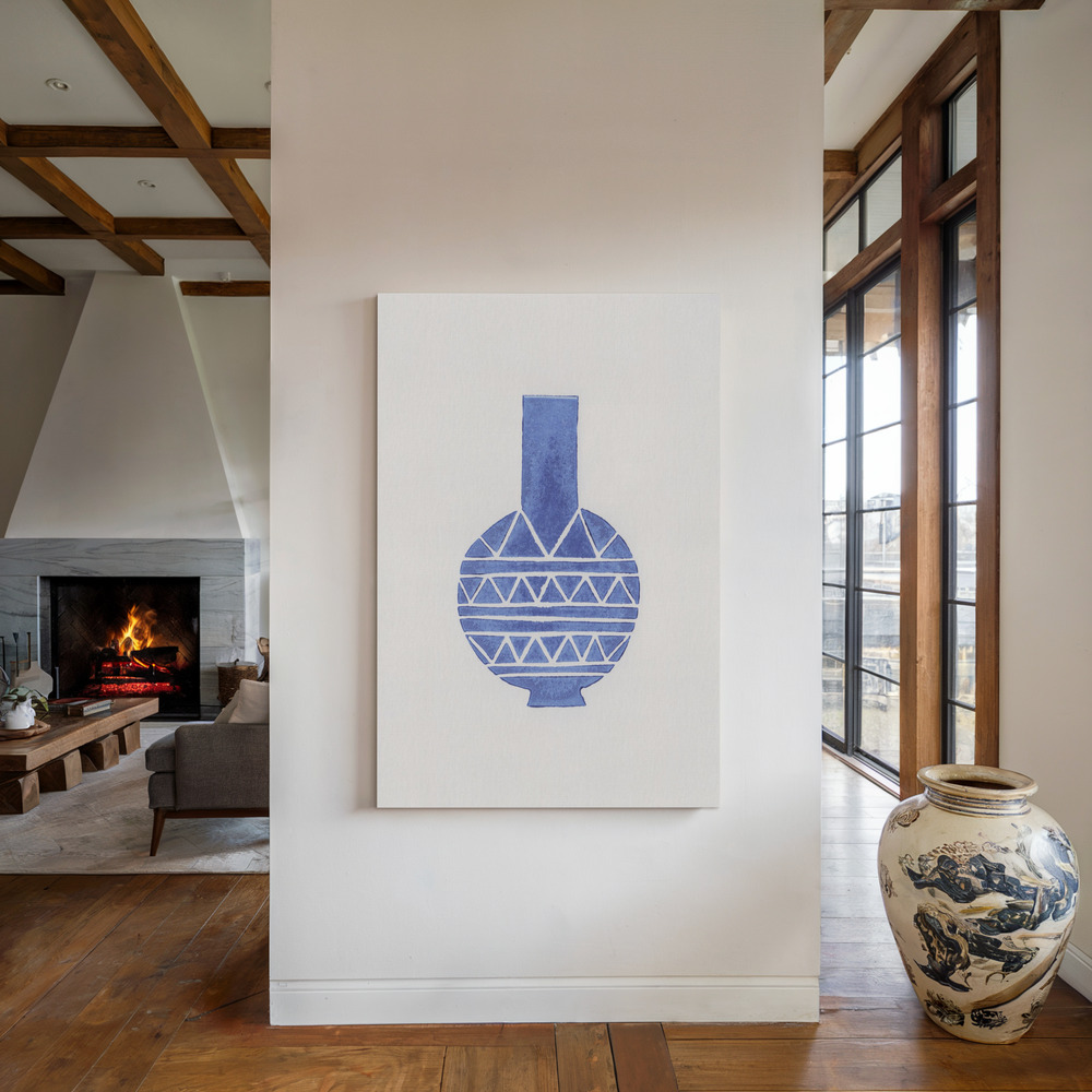 Lienzo - Linocut Vase #8 junto a la chimenea