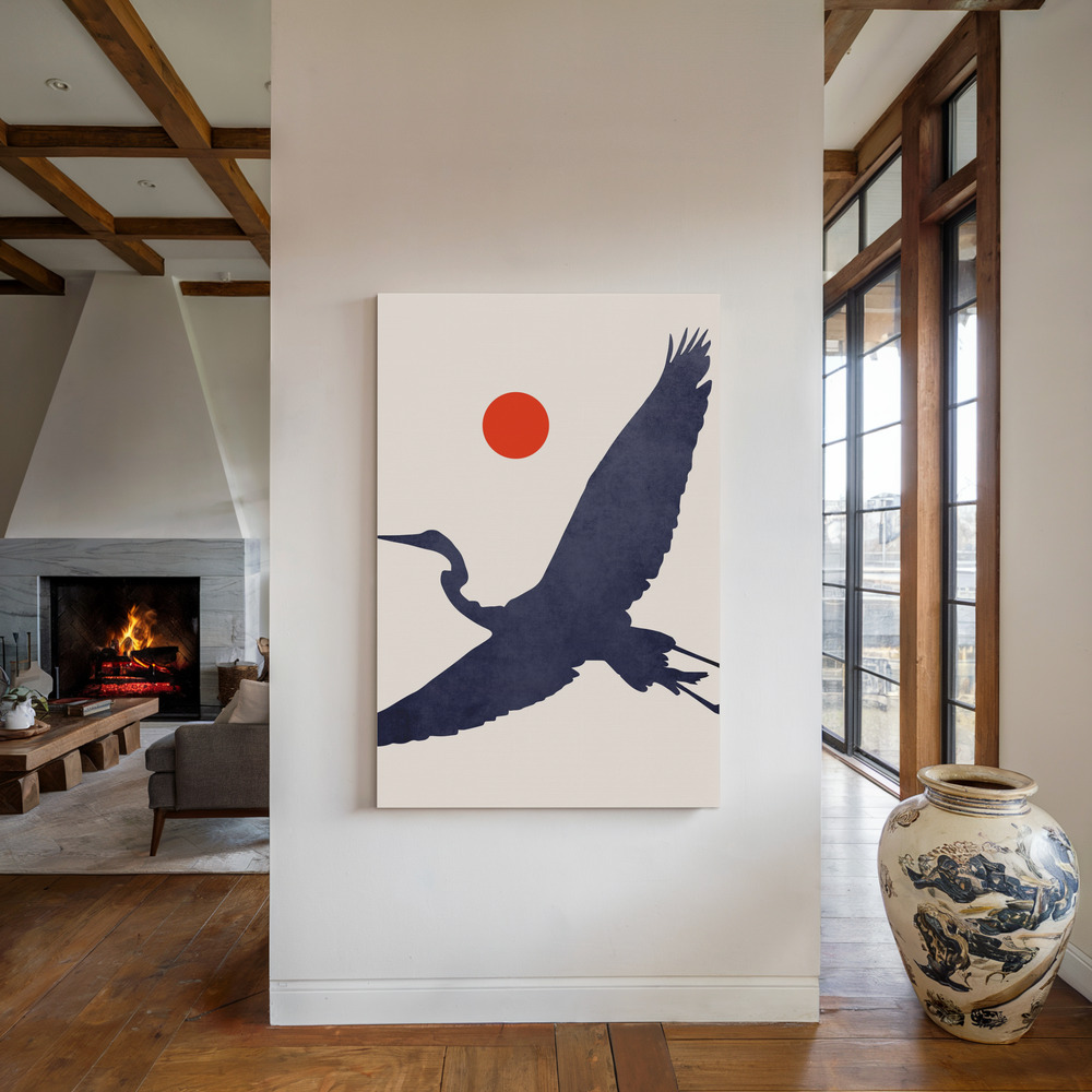 Toile - Crane au coin du feu
