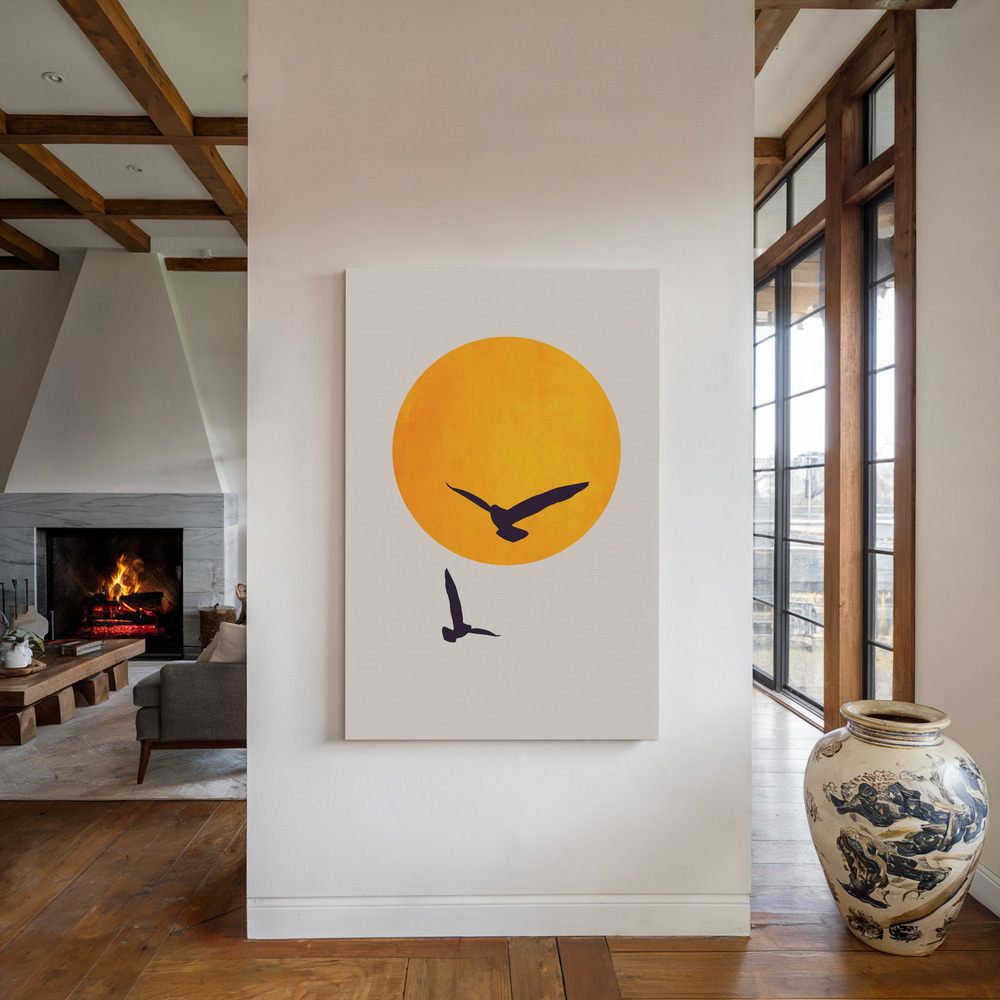 Stampe su tela - Birds In the Sky accanto al camino
