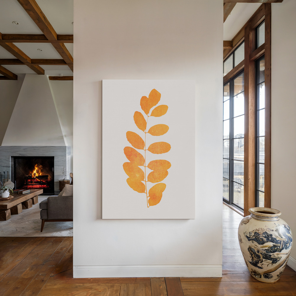 Canvas print - Oak Leaf by the fireplace