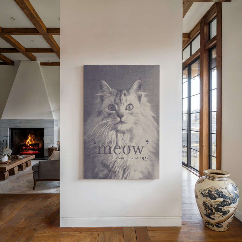 Canvas print - Famous Quote Cat by the fireplace