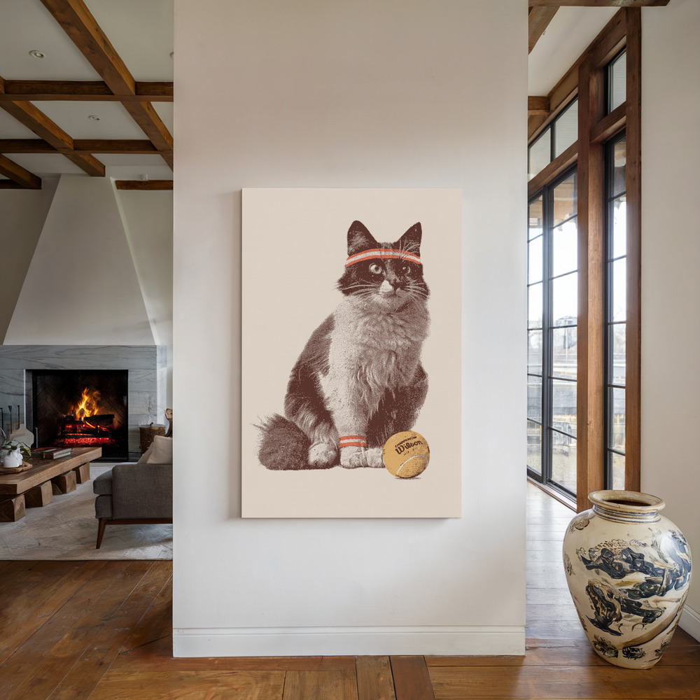 Stampe su tela - Chat Tennis accanto al camino