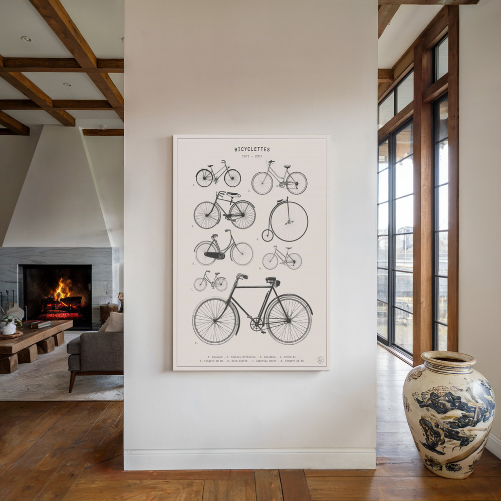 Canvas print - Bicyclettes by the fireplace