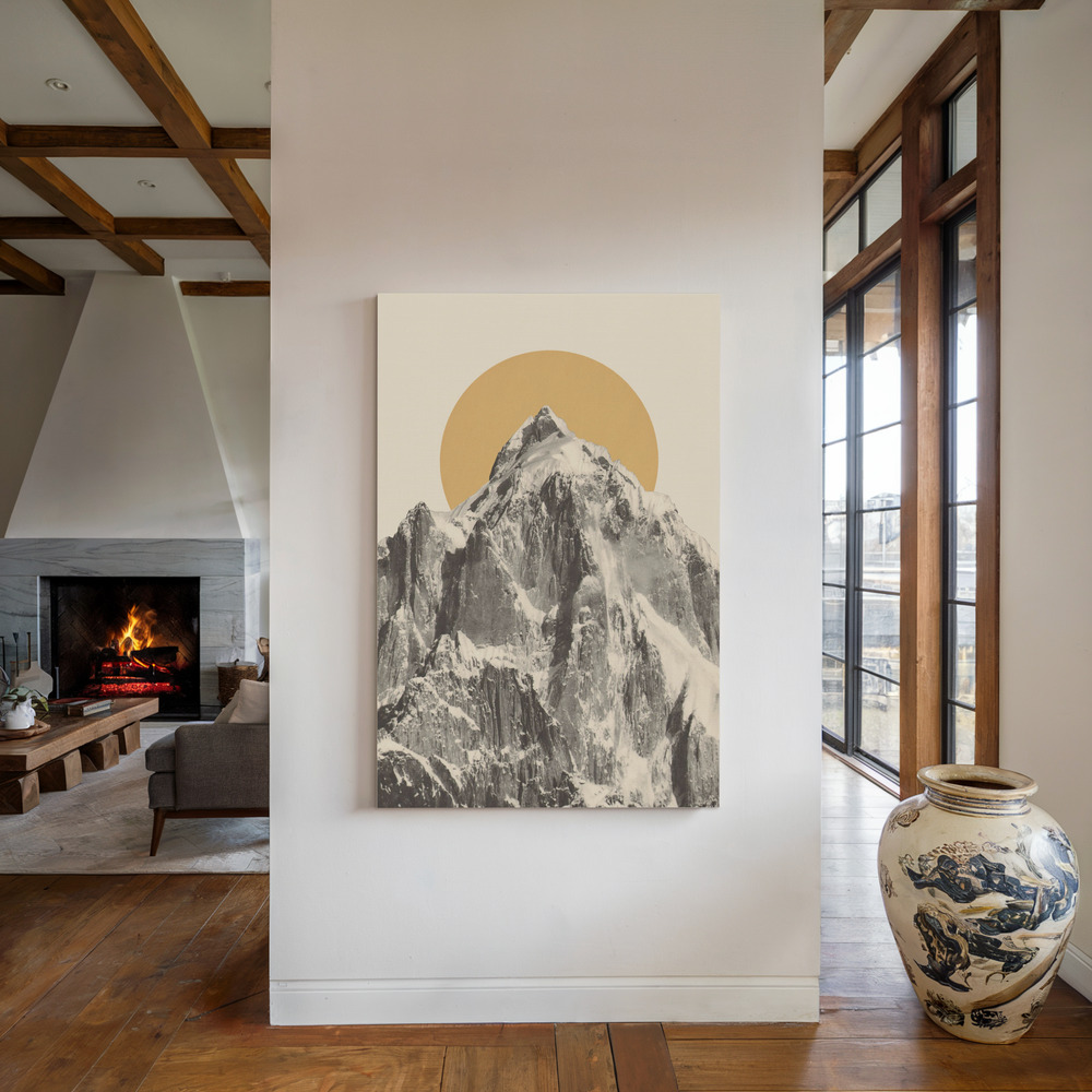 Lienzo - Mountainscape junto a la chimenea