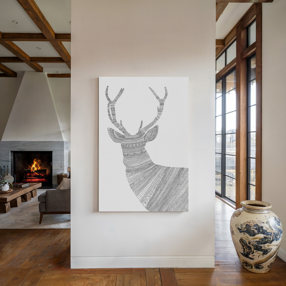 Toile - Stag White au coin du feu