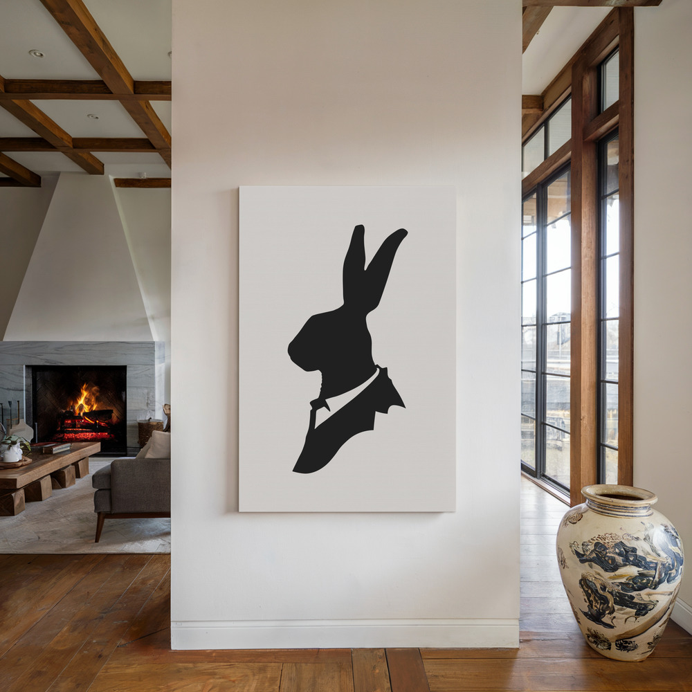 Toile - Monsieur Lapin au coin du feu