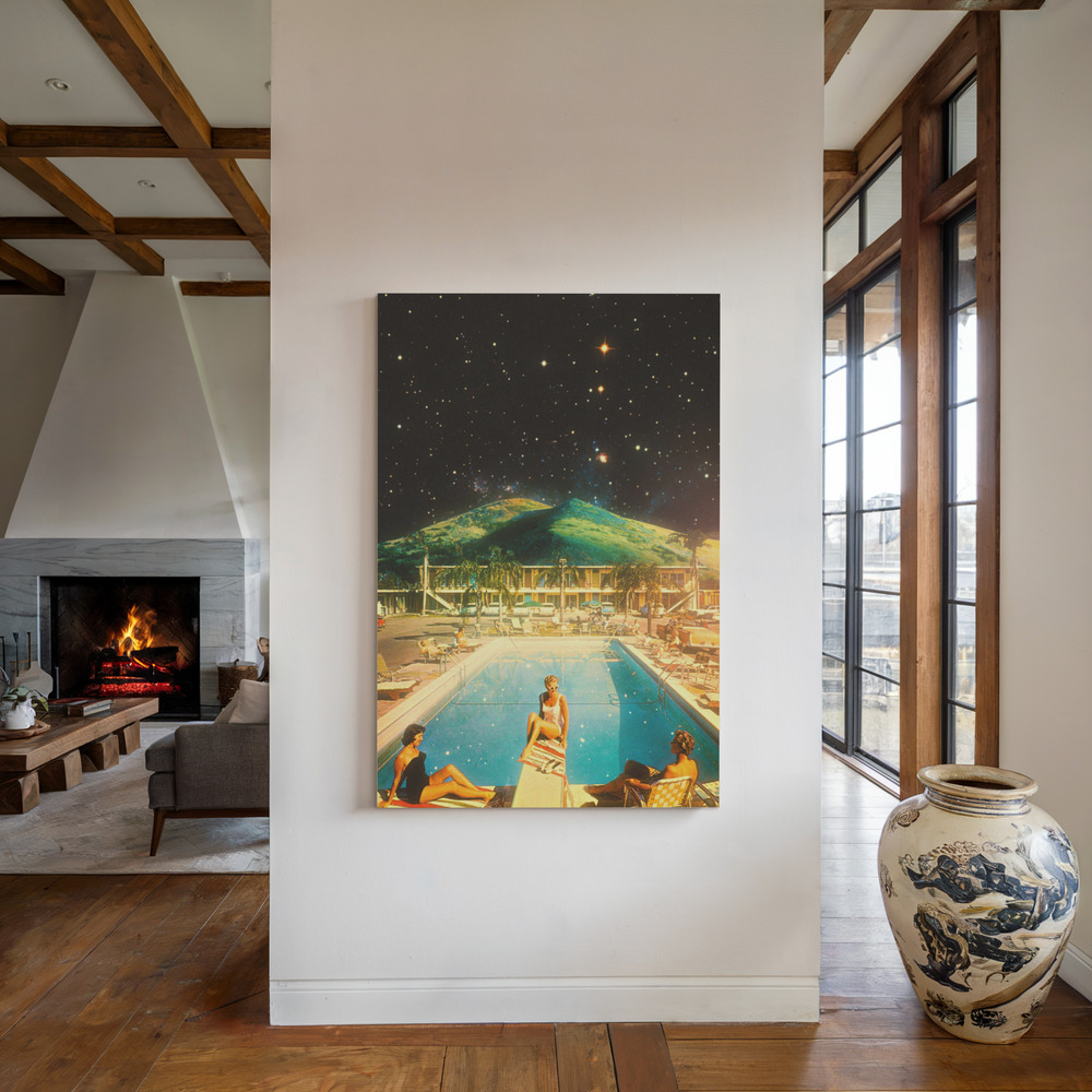 Lærred - Space Pool ved pejsen