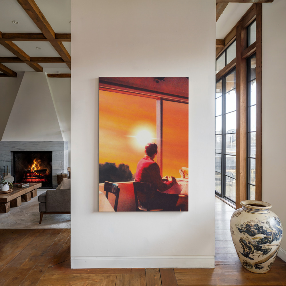 Canvas schilderi - Patience bij de open haard