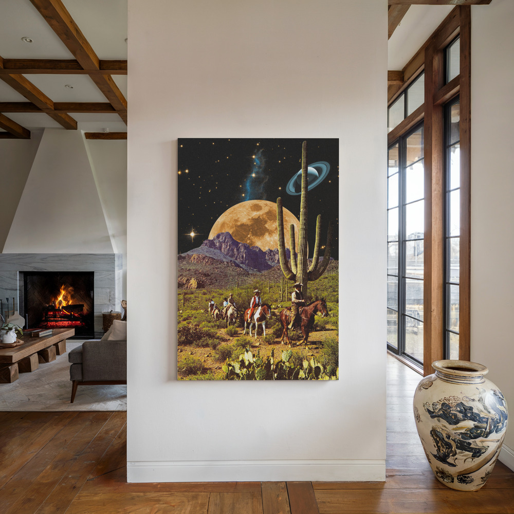 Canvas print - Space Cowboys by the fireplace
